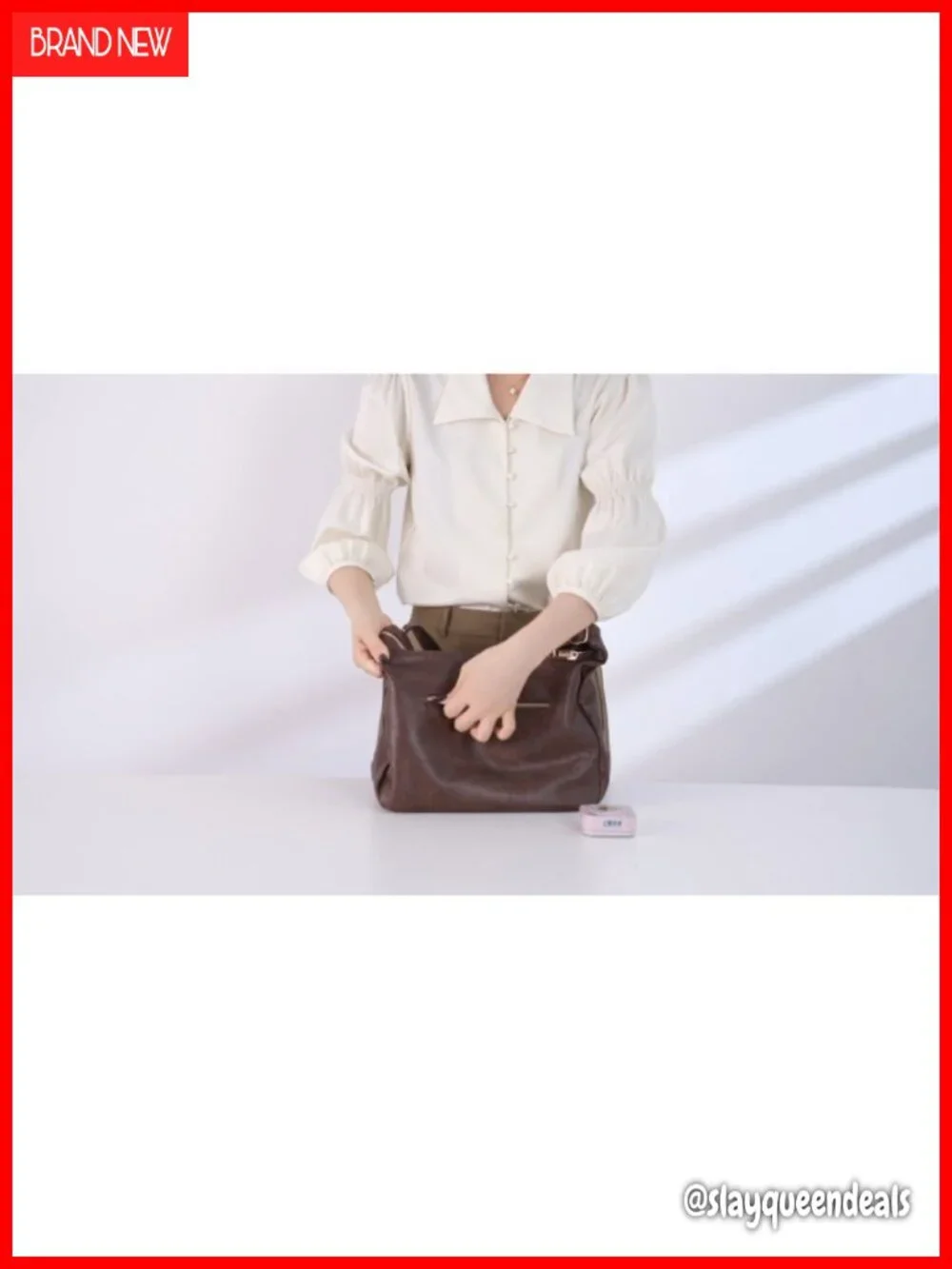 Foldable Vegan Leather Shoulder Handbag Slouchy Tote Crossbody Purse